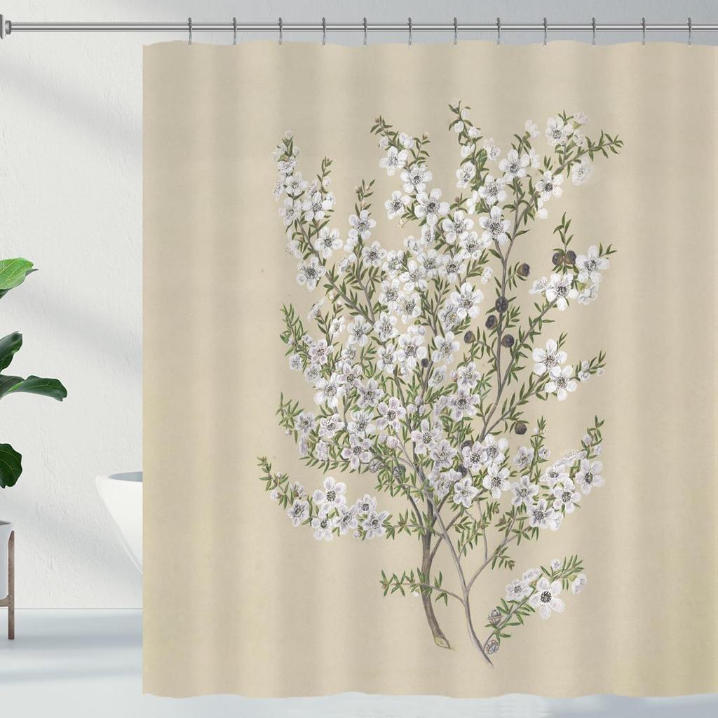 Black And White Flower Shower Curtain Flower Butterfly Shower Curtain With Hook Dark Flower Leaf Plant Bathroom Curtain Waterproof Shower Curtain