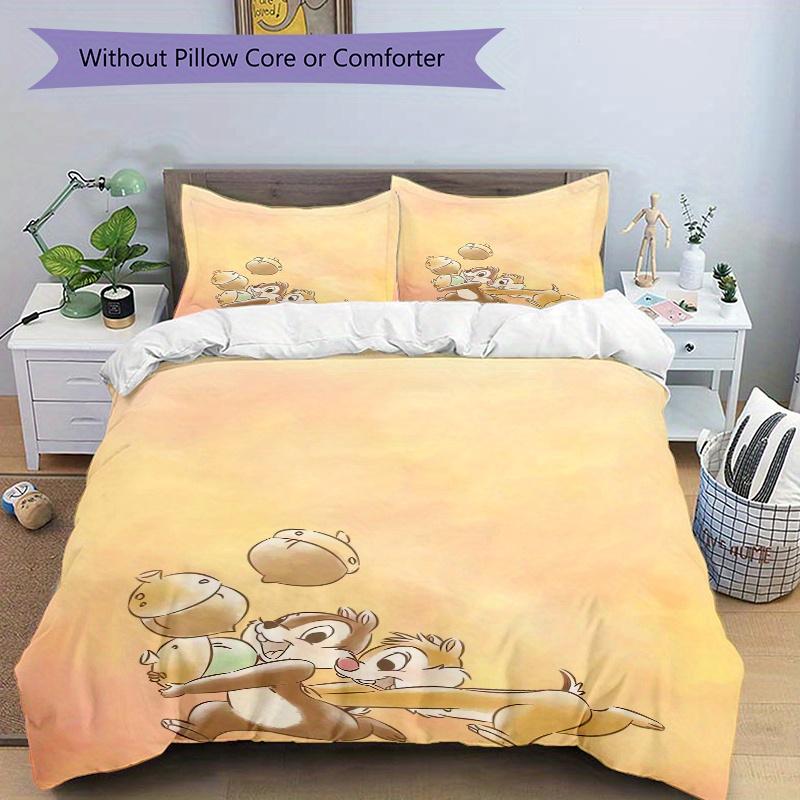 3pcs Charming Chip 'n Dale Acorn Adventure Bedding Set Includes Quilt Cover and Pillowcases, Suitable for All Seasons S009