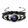 12 Constellations Charm Bracelet Men Women Fashion Multilayer Weave Leather Bracelet Birthday Gifts