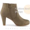 Perphy Chunky Heel Ankle Winter Shoes with Round Toe and Size Boots, Platform, Women's, Taupe, 23.5cm