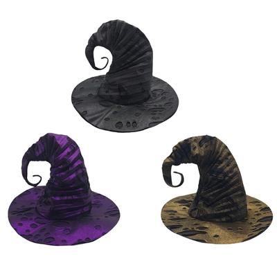 Modern Halloween Witch Hat with Tattered Hole Women Halloween Stage Performances Hat Festival Carnivals Cosplay Hat