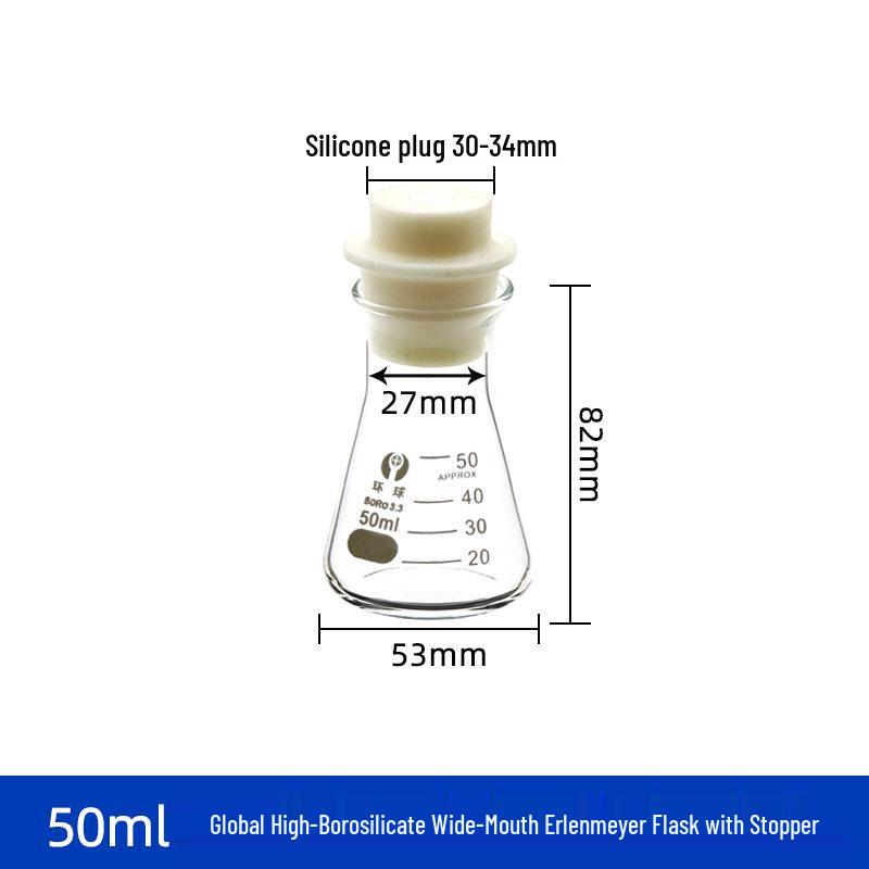 Heat-Resistant Thick Glass Triangular Flask with Silicone Stopper