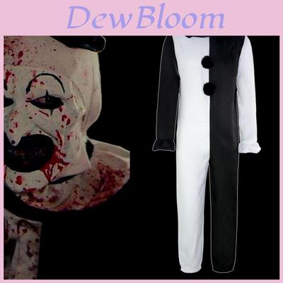 Scary Terrifier Halloween Clown Cosplay Costume For Adults High Quality Black And White Jumpsuit
