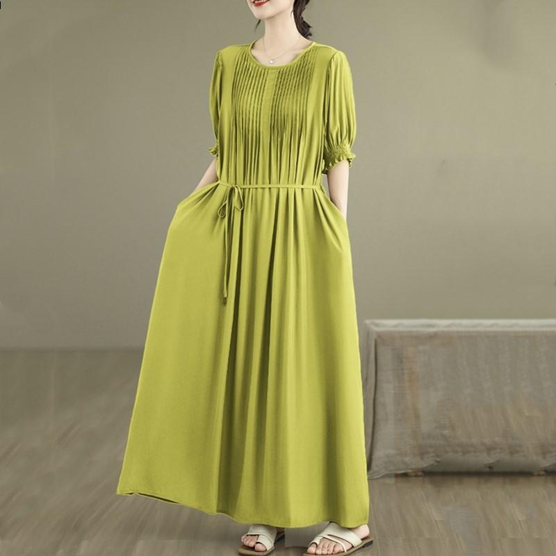 

Платья винтажные больших размеров с коротким рукавом, новинки, для женщин, повседневные, свободные, макси, длинные, летние