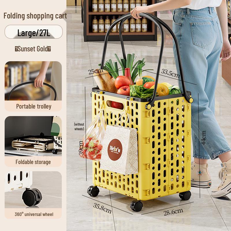 Foldable Multi-Functional Handcart: Compact Trailer for Shopping, Vegetables, and Express Pickups