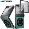 KEYSION Pouzdro s magnetickým prstenovým stojánkem otočným o 360° pro MagSafe pro Samsung Galaxy Z Flip 7 5G Kryt telefonu s pantem s ochranou displeje