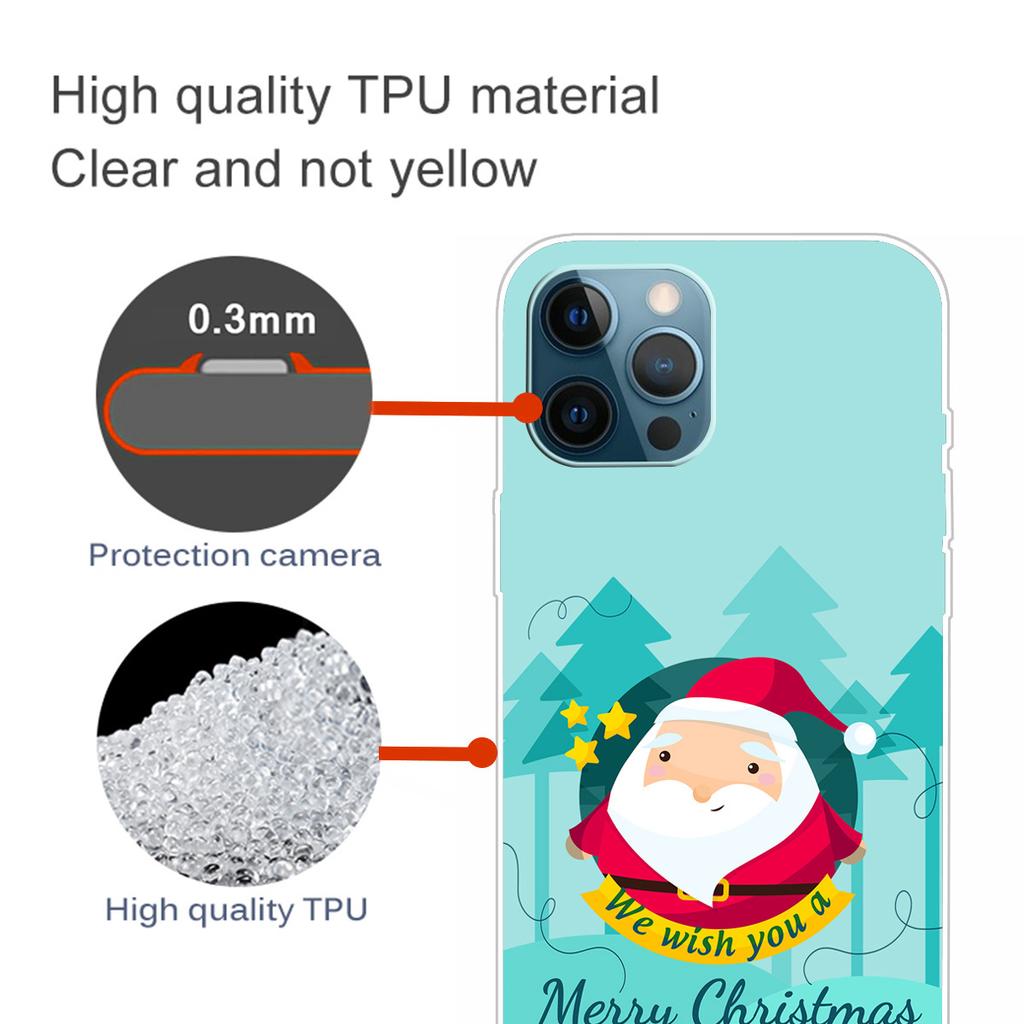 For iPhone 16 Pro Max Case Christmas Pattern Printing Soft TPU Phone Cover
