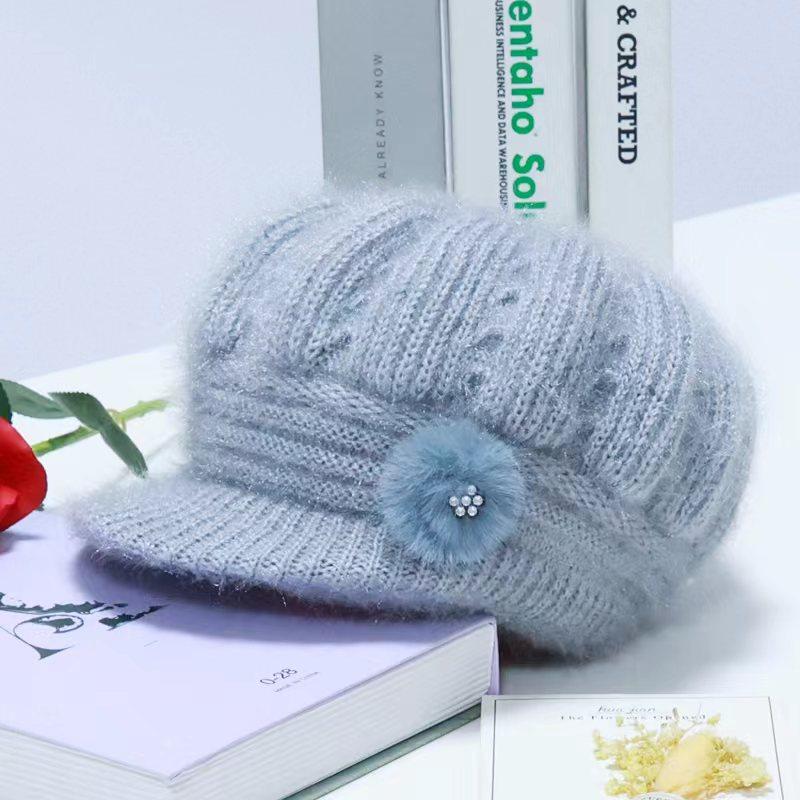 New Middle-aged and Elderly Hats Women's Winter Plush Wool Hats Mother Hats Elderly Hats Knitted Hats Wholesale