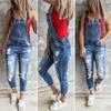 Women's Ripped Slim Fit Elastic Strap Jumpsuits Jeans