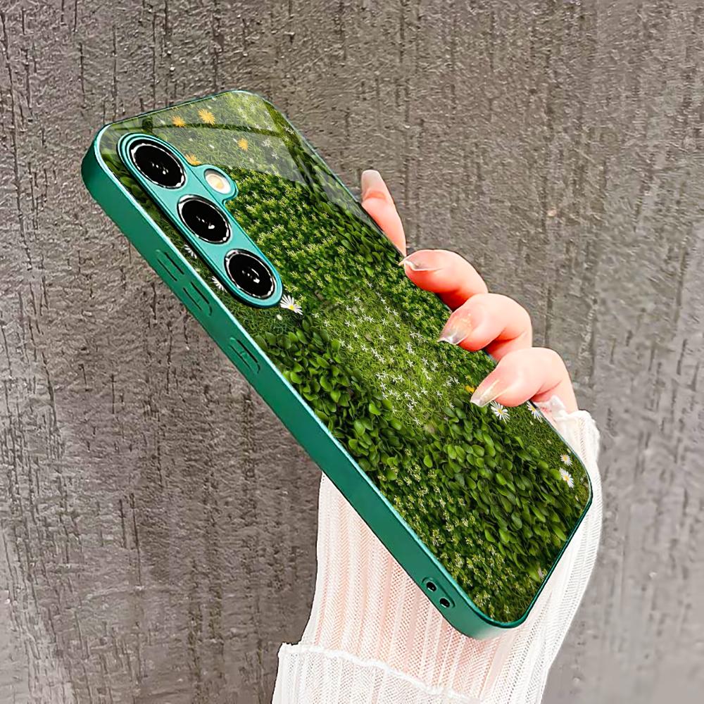 Flowers and plants Glass PhoneCase for Samsung Galaxy S26 S25 S24 S23 S22 FE Ultra Plus Built-in glass green Exquisite Nature