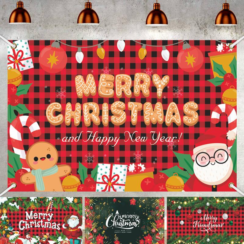 

Рождественские фоны, украшения для рождественской вечеринки, повесить флаги, праздничный макет, рождественские баннеры