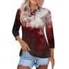 Women's Fashion Casual Lapel Short 3/4 Sleeve Halloween Print Shirt Women's Button Up Tops