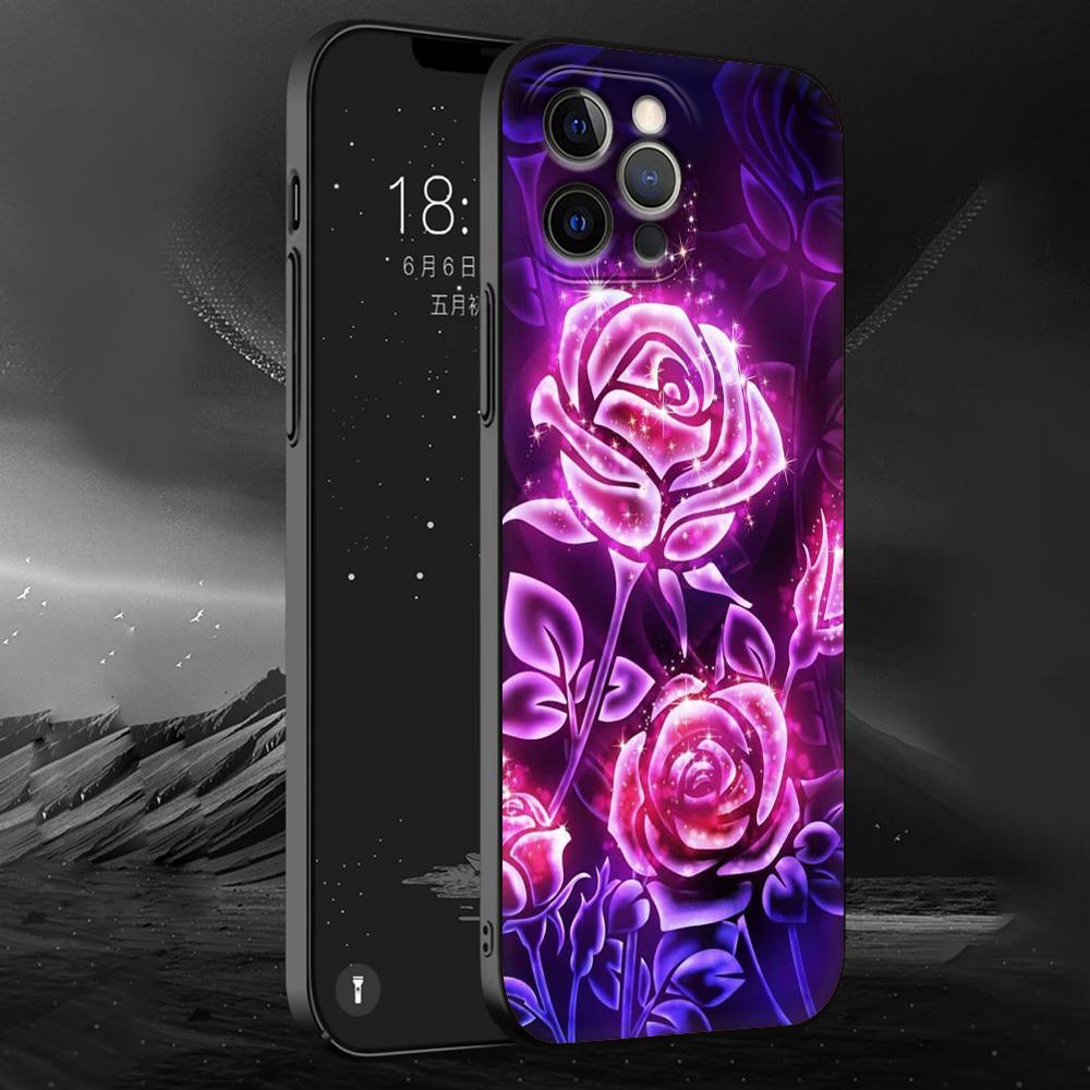 

Чехол для телефона iPhone 13 15 14 12 11 Pro MAX XR X SE XS 7 8 Plus Luxury iPhone13 Capa Silicone Cover Fundas Blue Rose Flower iPhone 14Pro Max