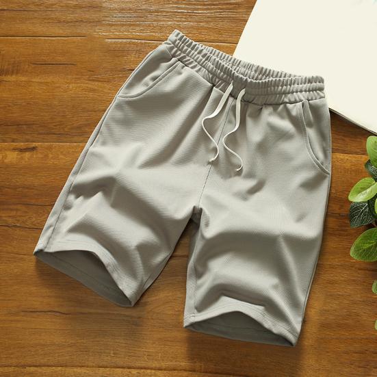 Men Shorts Solid Color Loose Elastic Waist Colorfast Students Shorts for Daily Wear