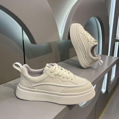 Sommer 2025 Herren Atmungsaktive Sneaker, Vielseitige Weiße Freizeit-Sportschuhe mit Dicken Sohlen
