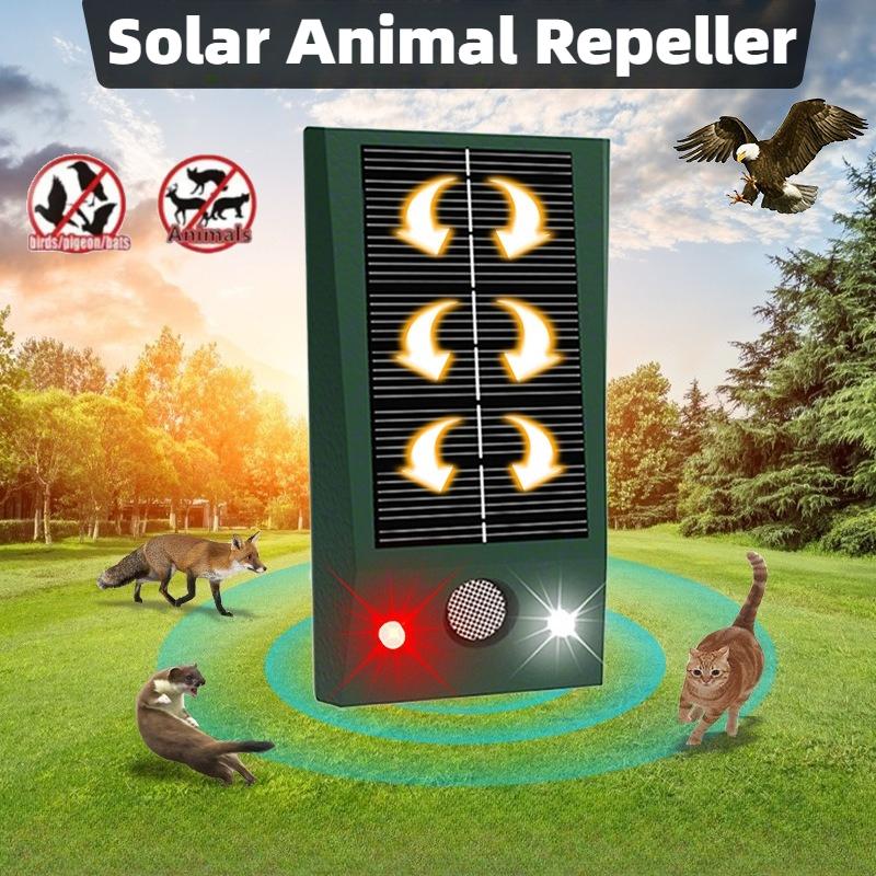 Solar Ultrasonic Pest Repeller Multifunctional Bird Scarer IP66 Waterproof Outdoor Garden Deterrent for Rat Dog Fox Squirrel