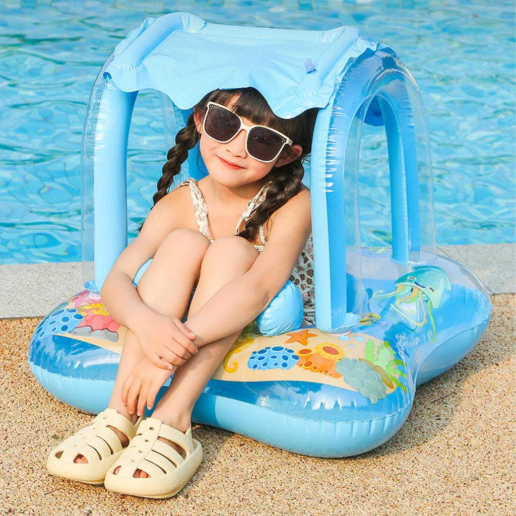 Baby Pool   Sunshade Swim   Infants Seat Boat Inflatable Toy with Awning Handle Small