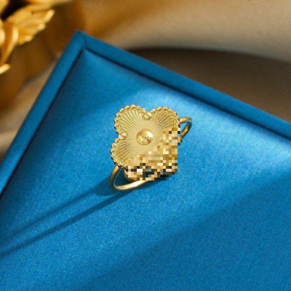 

Бутиковое кольцо из титановой стали с четырехлистным клевером, регулируемое, с открытым концом, 18К, модный и универсальный дизайн, кольцо на палец