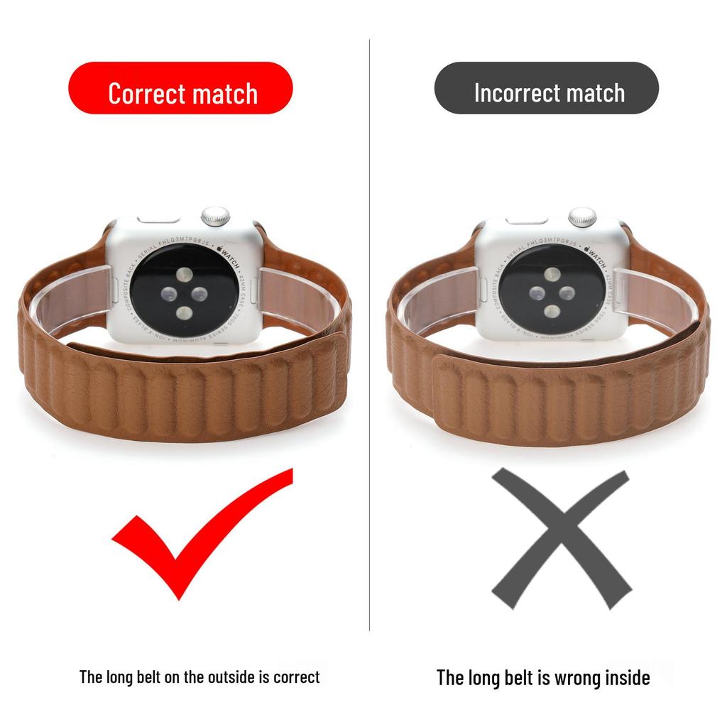 Dvoubarevný magnetický kožený řemínek na zápěstí Apple Watch pro Series SE/765432