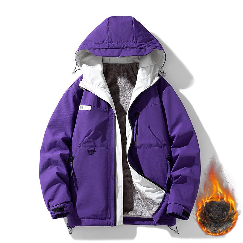 Męska kurtka z kapturem w stylu casual na jesień i zimę, nowa, casualowa kurtka robocza, polarowa, ocieplana, płaszcz górski