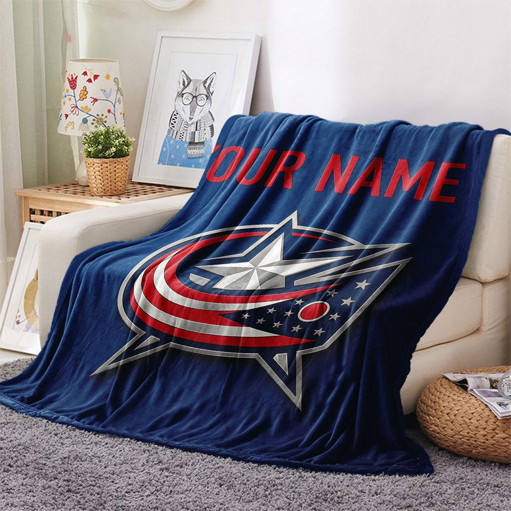 Custom Name,Columbus Blue Jackets Printed Flannel Blanket, soft throw for bedroom sofa, washable, Christmas present, great gift.