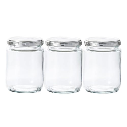 ADERIA Twist Cap Containers, 250ml, Pack of 3, Made in Japan, Food Storage Jar, Jam Cap, Durable Glass Canister, Airtight Container, Condiment Jar, Fo