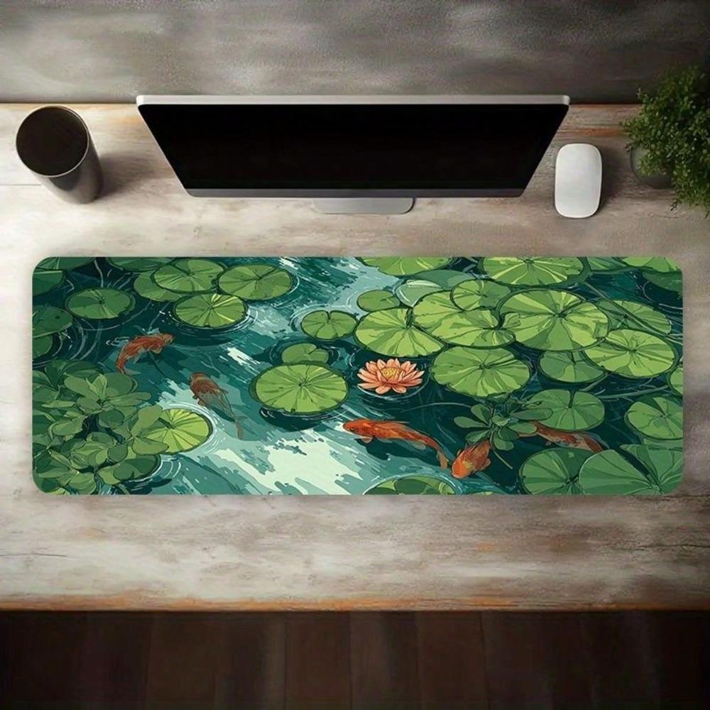 Lively Koi Lotus HandPainted Gaming Mouse Pad Office Game Table Mat XXL Rubber Antislip Gaming Keyboard Mousepad Desk Pads