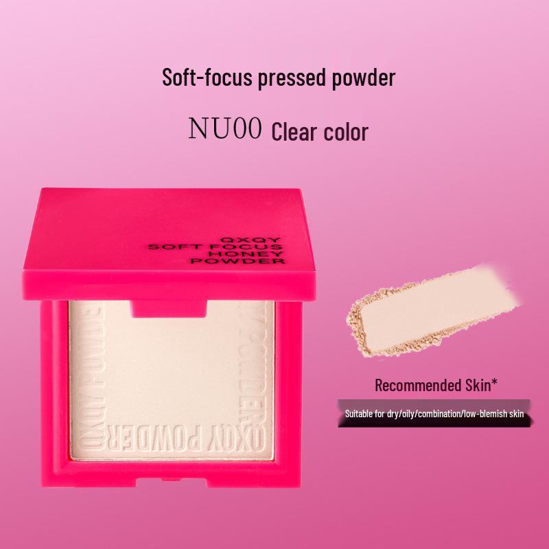 QXQY Matte Soft Focus Powder: Long-Lasting, Non-Cakey, Brightening Honey Compact for Setting and Touch-Ups.
