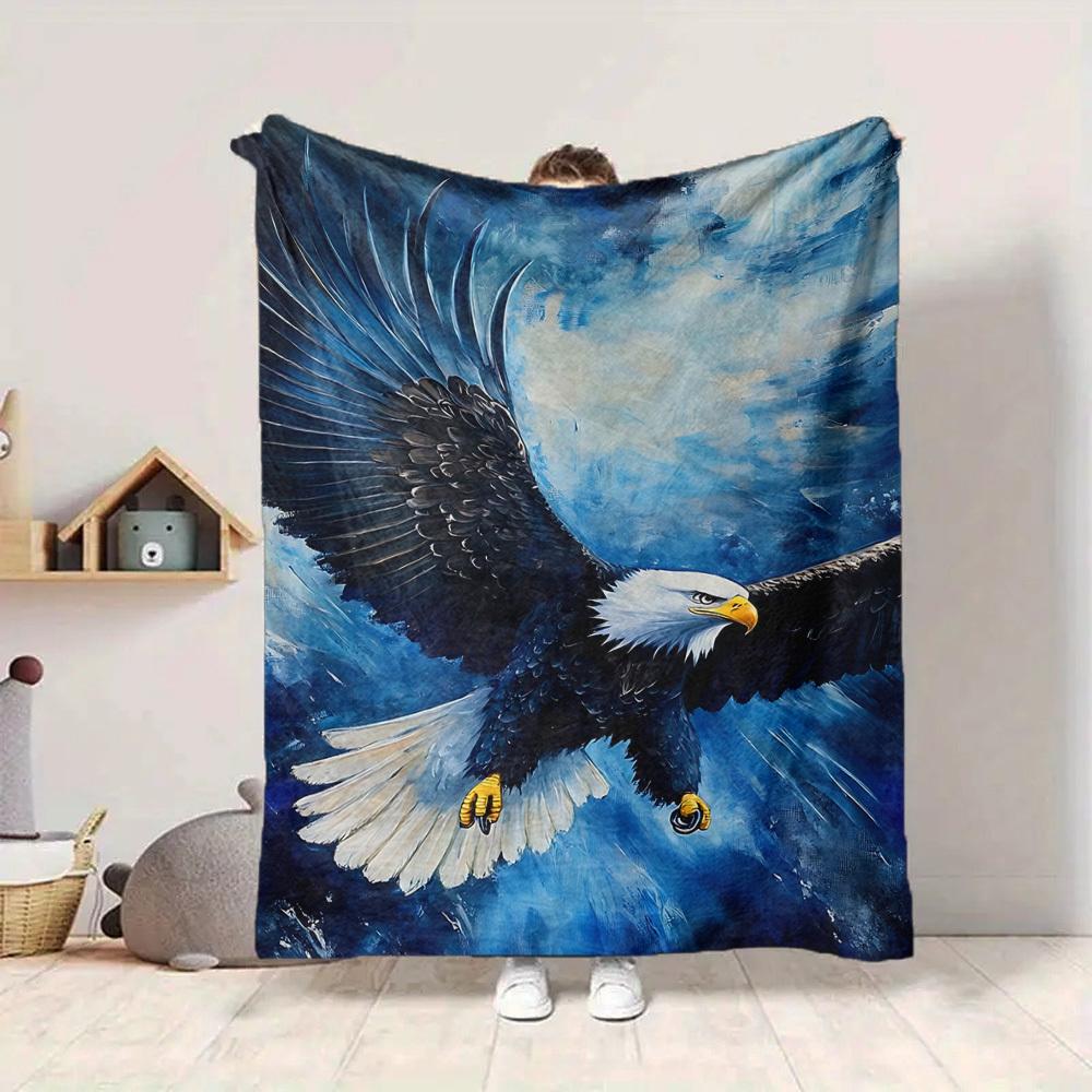 1pc Eagle Art Print Blanket, Lightweight Flannel Fleece with Digital Printing, Soft Warm for Sofa, Travel, Camping, Office, Couch, Chair, and Bed, All