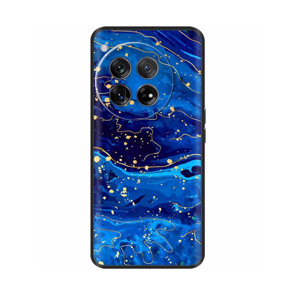 Painted Cover For OnePlus 12 Case Black Silicone Soft Luxury Phone Back Cover For One Plus 12 OnePlus12 5G Fundas Cases Hoesje