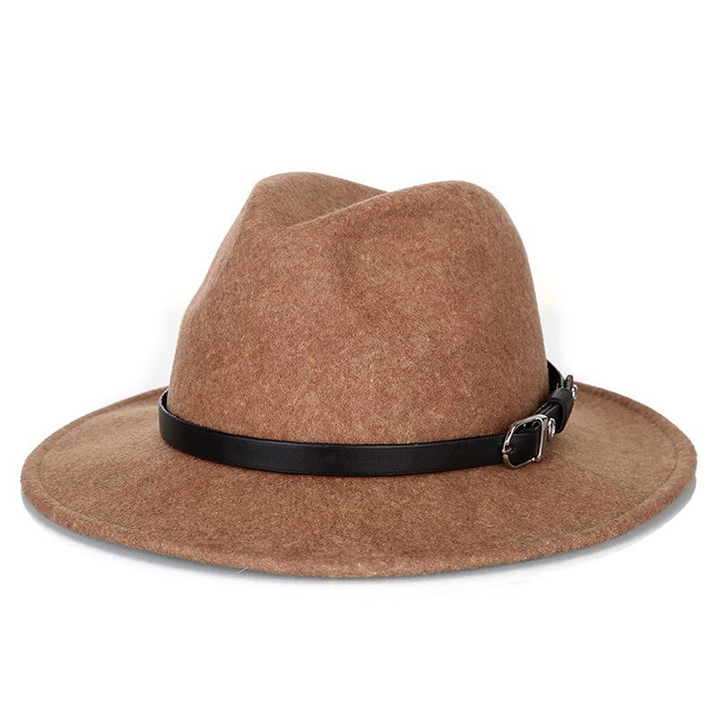 Zylinderhut aus Wolle mit großer Krempe und breiter Kante, Jazzhut, Cowboyhut, britischer Gentleman-Hut, Herbst und Winter, bequemer, modischer, warmer Filzhut