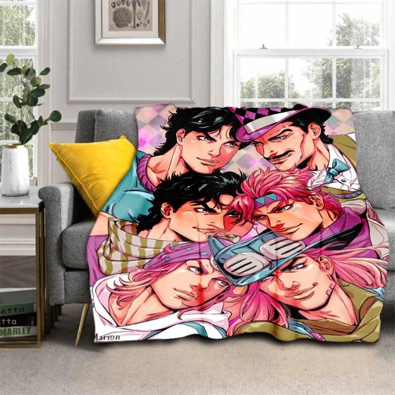 Anime Jojo Bizarre Adventure Cosplay Body 3D Printed Flannel Blanket for Beds Hiking Picnic Fashionable Bedspread Throw Blanket