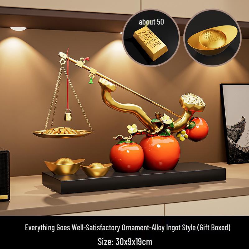Luxury Ruyi Chinese Persimmon Ornament - Premium Living Room & Entryway Decoration, Perfect for Housewarming & Annual Gift Celebrations.