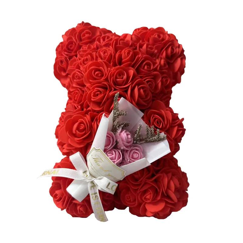 25cm Rose Flower Teddy Bear Gift Set In Premium Box Valentines Day Present For Her Mothers Birthday Anniversary Romance