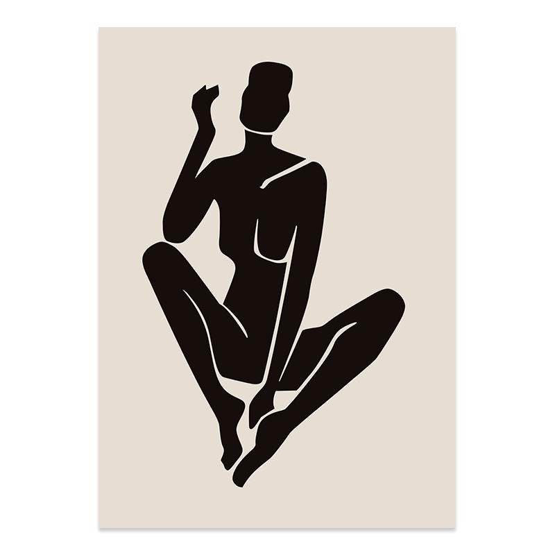 Boho Matisse Poster Beige Black Abstract Line Art Canvas Paintings Wall Print Pictures Bedroom Living Room Interior Home Decor