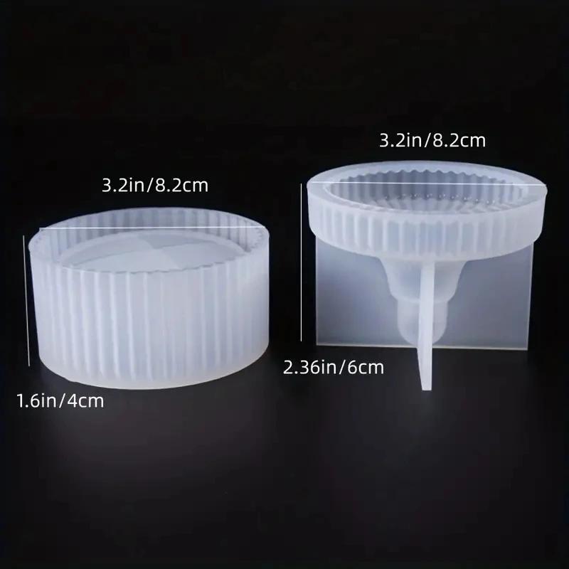 

2 шт. силиконовая форма для свечного стакана с крышкой, круглая полосатая форма для хранения, силиконовая форма для изготовления гипсовой бетонной коробки для хранения ювелирных изделий