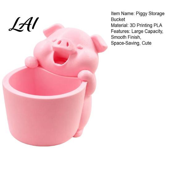 Cute Pig Storage Organizer 3D Printed Shaped Pen Cartoon Piggy Pot Holder Large Capacity Pencil Holder Makeup Brush Organizer