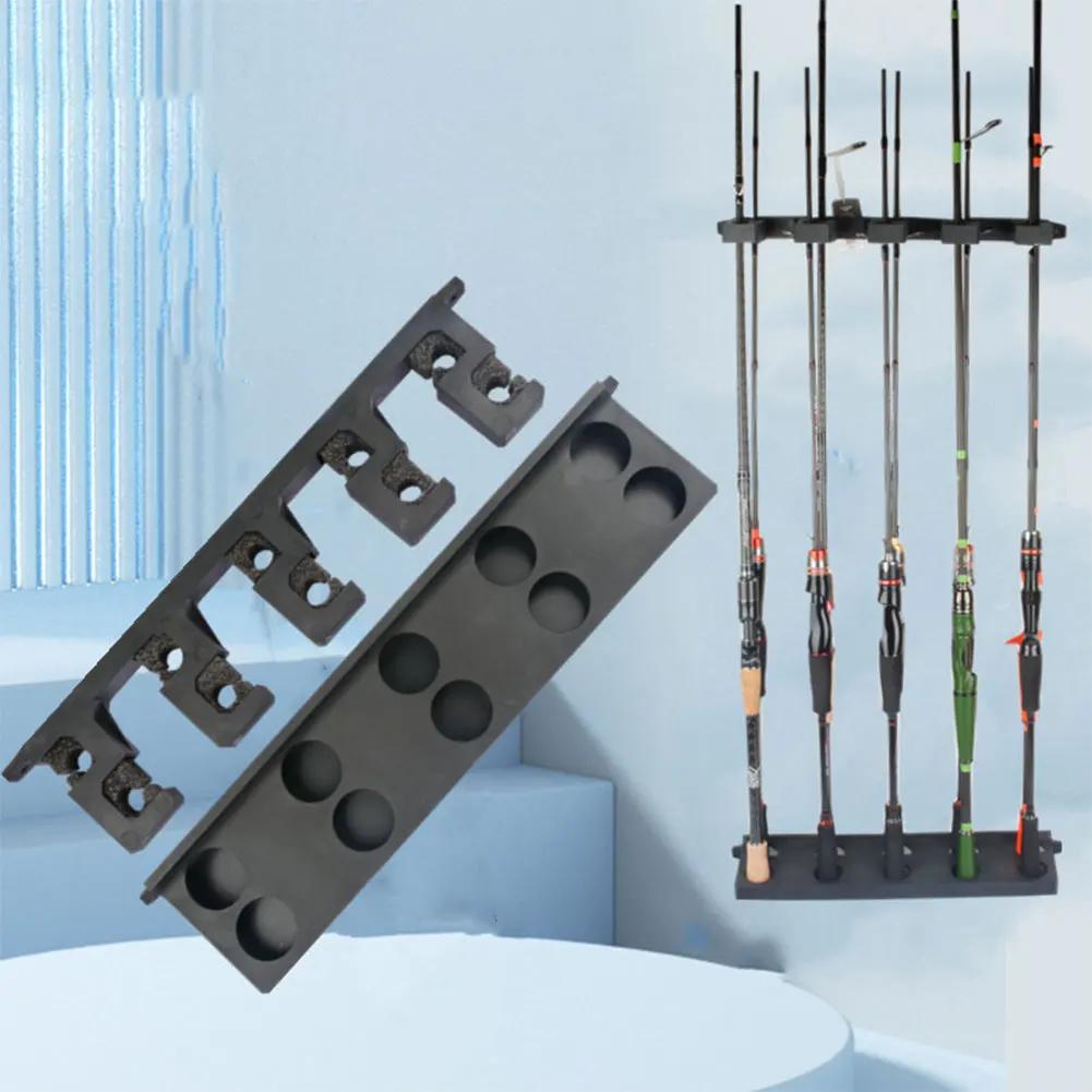 1Pcs Fishing Rod Storage Rack 10 Holes Wall-mounted Fishing Pole Holder Bracket Vertical & Horizontal Display Fixed Frame