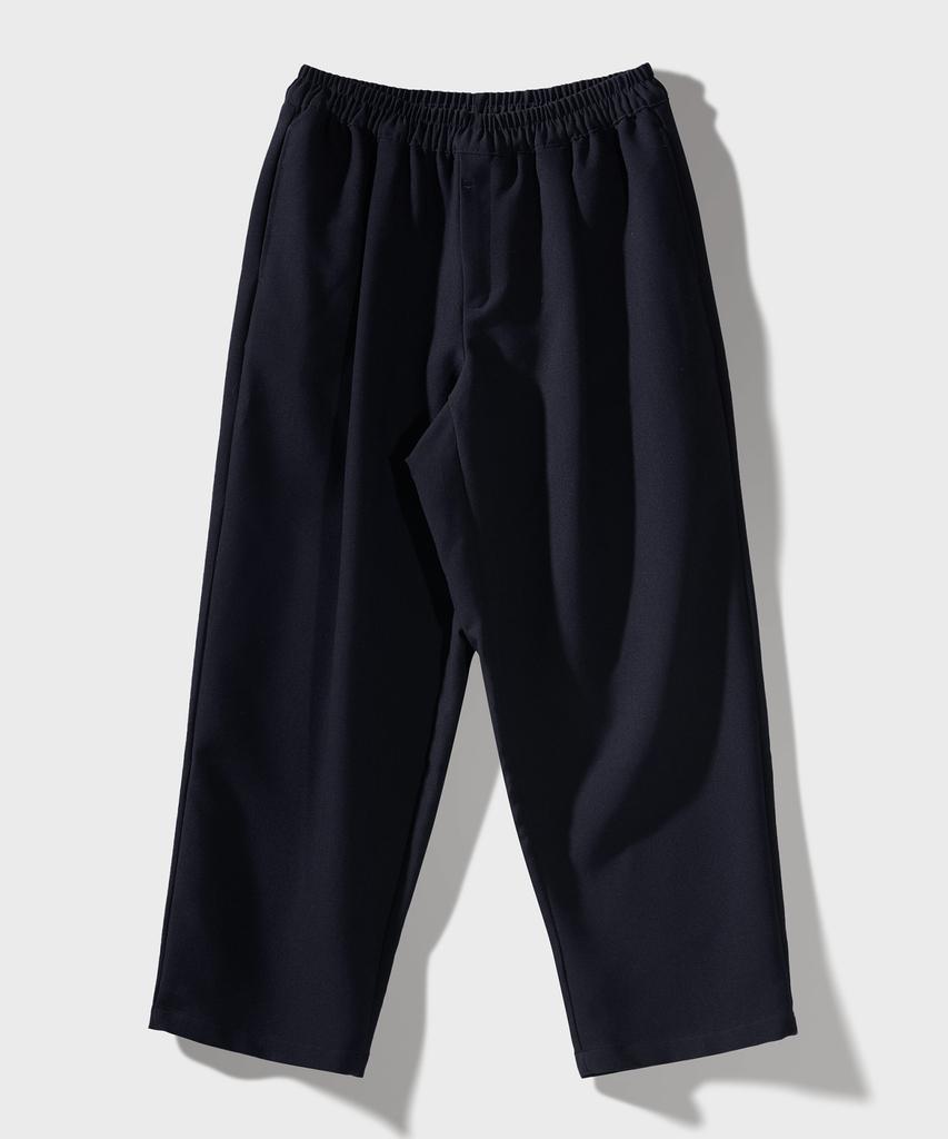 FFEFF STUDIO Single-Pleat Wide Elastic Waist Slacks (Dark Navy)