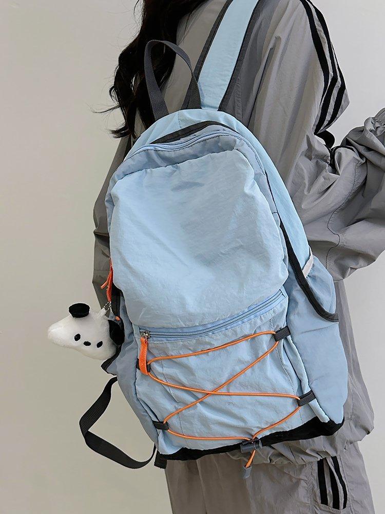 Schoolbag travel easily, a backpack, full of trendy fashion nylon zipper contrasting colors