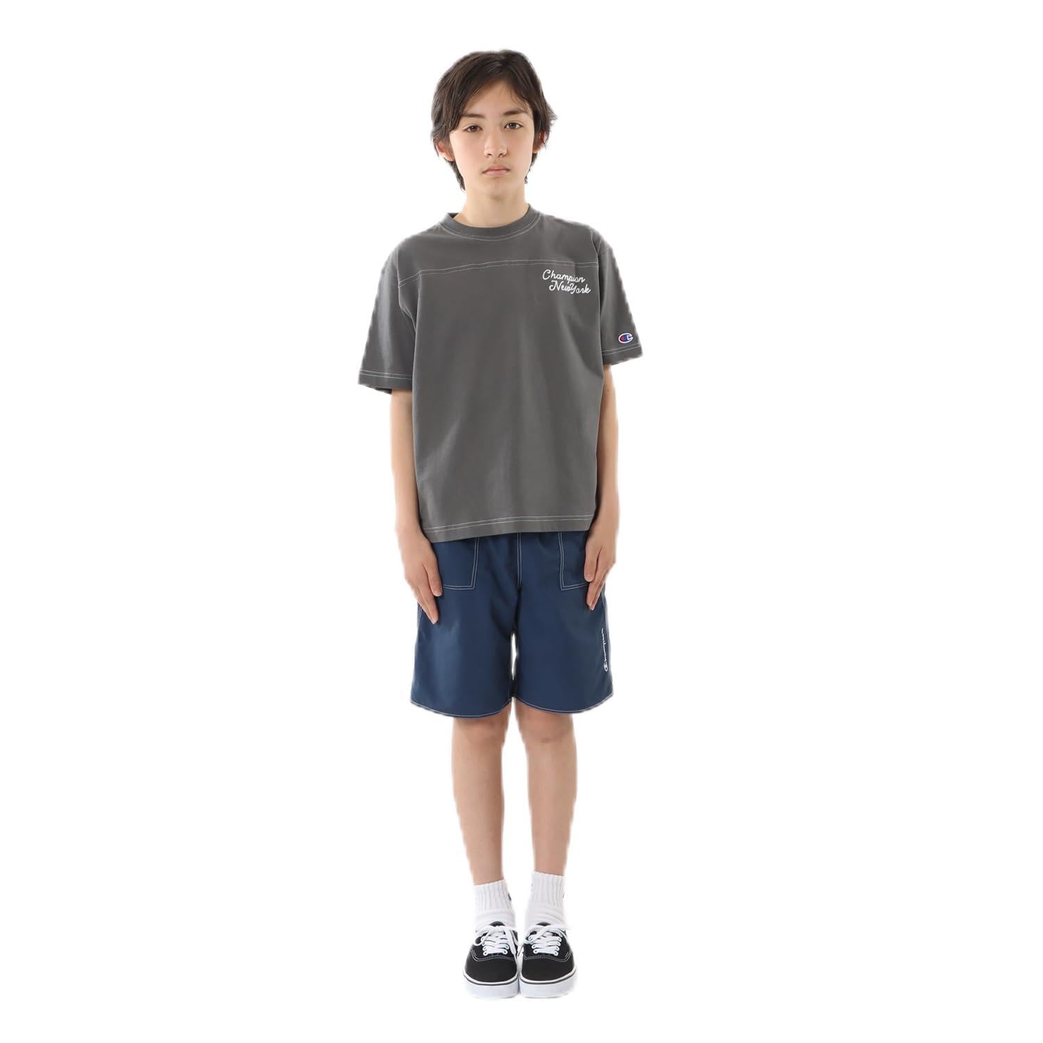 

Champion Short Sleeve Crew Neck Chain Stitch Front and Foam Print Graphic Charcoal Kids T-Shirt, 100% Cotton, Back, Print, Boys Casual, CK-Z313,