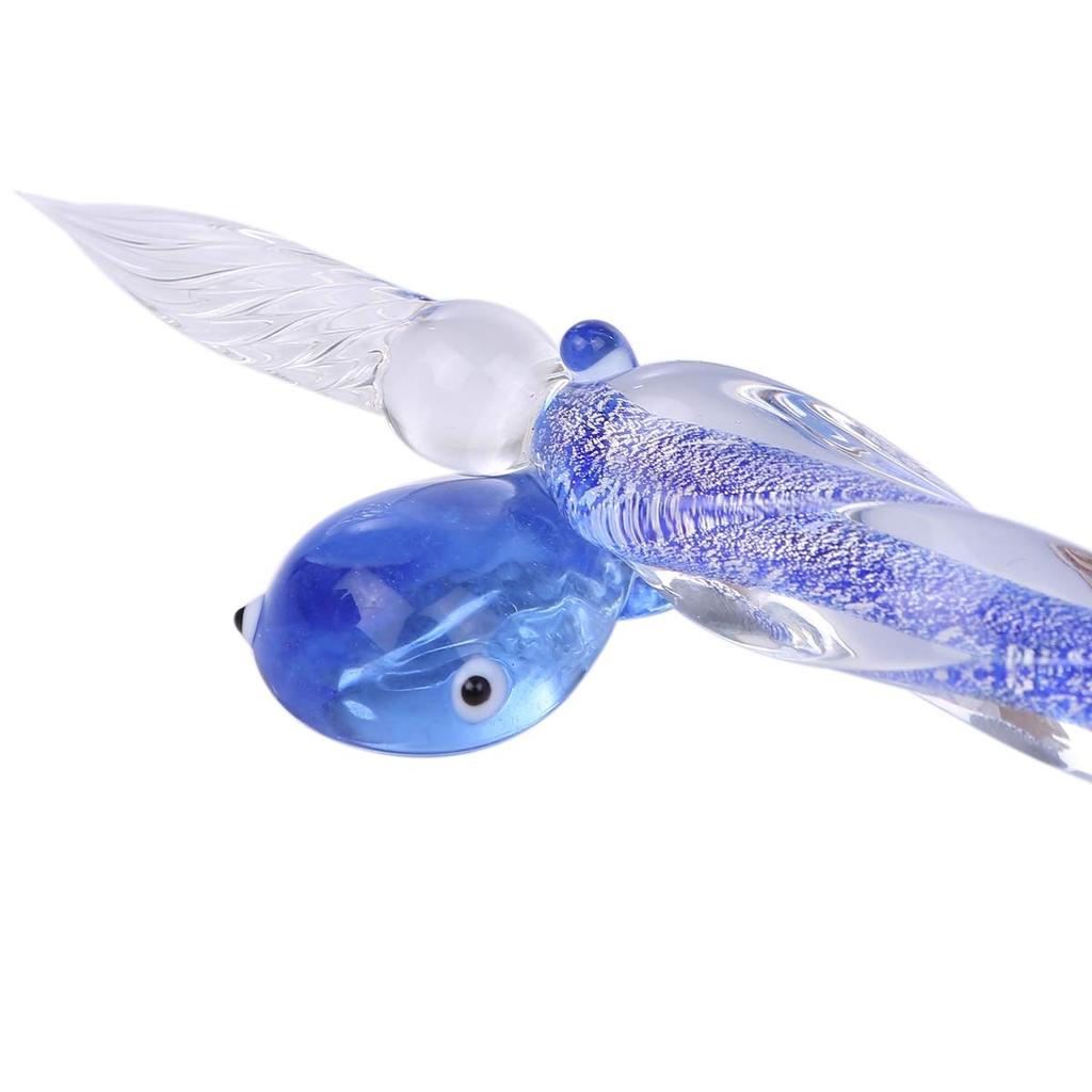 Tomtask Glasfeder und Stifthalter Füllfederhalter und Feder Dunkles Set, Transparent, G-Feder, Stift, Tinte, (Wal-Design, Blau)