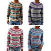 Damen Pullover Rundhals Langarm Patchwork Farbe Pullover Tops Lockere Passform Herbst Winter Strickoberteile Strickware