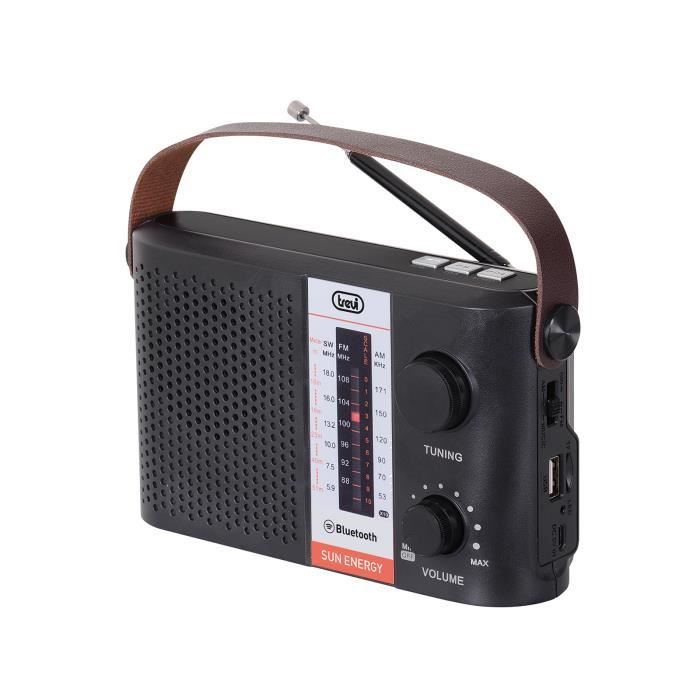 Radio portable solaire multibande RA 7F25 BT noire Trevi - FM/AM/SW, lecteur MP3, Bluetooth