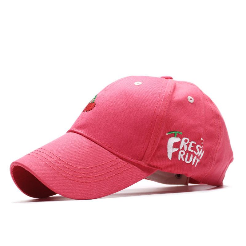Spring new cute D fruit embroidery women's curved brim large brim outdoor baseball cap