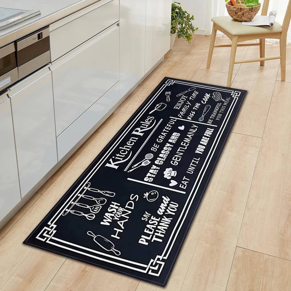 Non Slip Kitchen Runner Rug Tableware Pattern Wear Resistant Floor Mat Home Decor Carpet