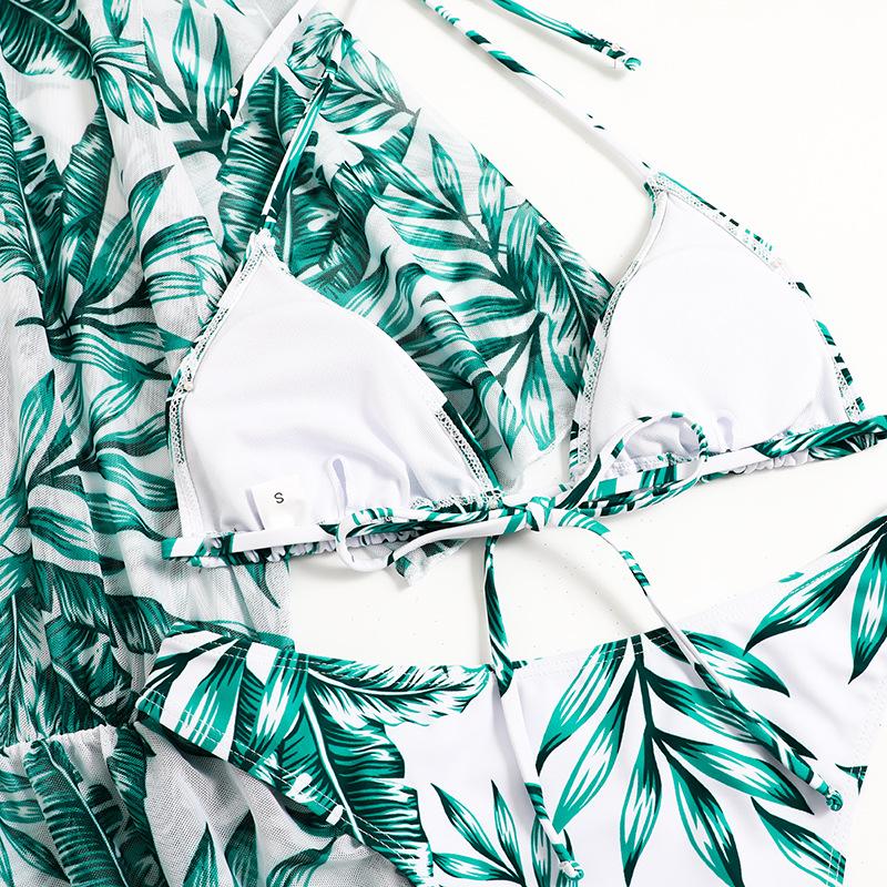 Digital Print Three Piece Drawstring Sexy Bikini Swimsuit Fashion For Summer Vacation