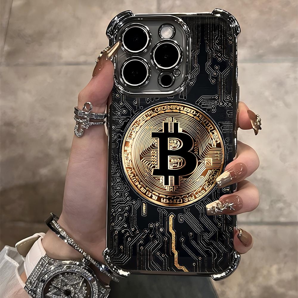 Luxury Bitcoin B Plating Plating Phone Case For Xiaomi 15T 15 14 13 Poco M7 F7 F4 F5 X7 X6 X5 X3 Pro Ultra 4G 5G Anti Fall