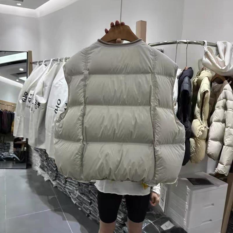 Top with new thermal easy coat down cotton autumn and winter casual short vest round neck vest women's fashion