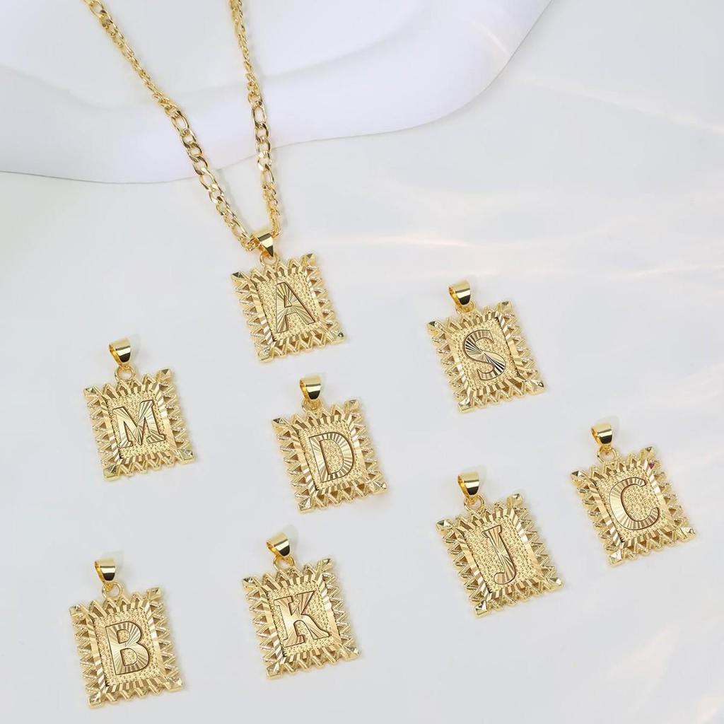 Versatile 26-Letter Square Pendant Necklace - European & American Style
